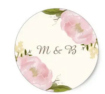1.5 inch-Vintage Pink Bazsarózsa Esküvői Monogram Matrica