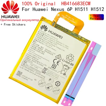100% Eredeti 3550mAh HB416683ECW Akkumulátor, Huawei Nexus 6P H1511 H1512 Telefon Magas Minőségű Akkumulátor