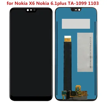 100%eredeti LCD kijelző Érintőképernyős Nokia X6 2018 6.1 PLUS Kijelző Csere Képernyő Teljes Eszközök Nokia 6.1 PLUSZ