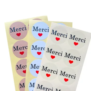 100 Kraft merci francia Köszönöm a címkéket Matrica Kézzel készített Csomag Pecsét Címke Scrapbooking Írószerek Matrica