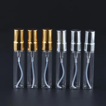 10db 5ml Mini Üveg Parfum Üveg Porlasztó, Ezüst, Arany Alumínium Permetező Újratölthető Parfüm Spray-ket Üres Konténer