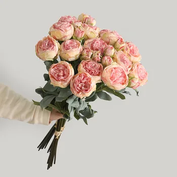 10Heads/csapat Luxus drogos szélén rózsák levelei művirágok flores artificiales csokor rózsa mariage