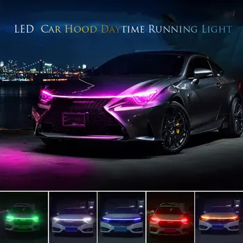 12V-os Univerzális Autó Csuklyát Nappali menetjelző Fény Szalag Vízálló, Flexibilis LED Környezeti Háttérvilágítás Automatikus Dekoratív Hangulat Lámpa