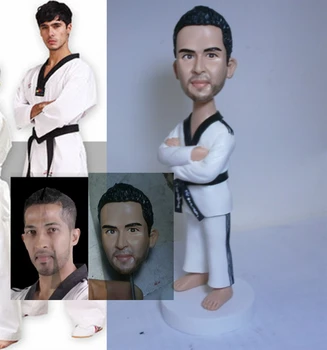 18 cm Magasság Egyéni Taekwondo Adatok DIY Intézkedések Babák Kézzel készített Puha Agyag Bábok Jó Barátok Karácsonyi Ajándék