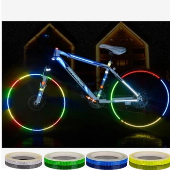 1CM*8M Kerékpár Kerekek Tükrözik Fluoreszkáló Matricák MTB Kerékpáros Fényvisszaverő Matrica Szalag Szalag Kerékpározás Figyelmeztetés Biztonsági Kerékpár Dekoráció