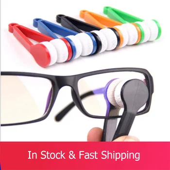 1DB 5-színű Hordozható kétoldalas Szemüveg Ecset Mikroszálas Erős Tisztító Kefe Multifunkcionális Üveg Kefe Tisztító Eszköz