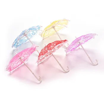 1DB Csipke Esernyő, Baba Kiegészítők, Kézzel készült Baba Műanyag Csipke Esernyő A Babák Játék, Véletlenszerű, Színes