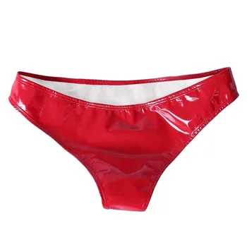 1DB Szexi Nők Műbőr Slink, Fényes, Nedves Nézd Bikini Bugyi Tanga Rövid Clubwear Piros Fekete Színben