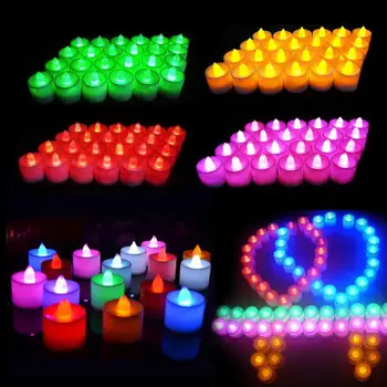1X Kreatív Többszínű LED Gyertya Lámpa Flameless Füstmentes Egyszerűen Szimuláció Színű Láng Tea Fény Haza Party Esküvői Dekoráció