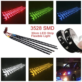2 DB LED szalag SMD3528 Vízálló, Rugalmas 30CM Piros, Zöld, Kék, Fehér, Meleg fehér Szuper fényes autó Stílus dekor matricák lámpa