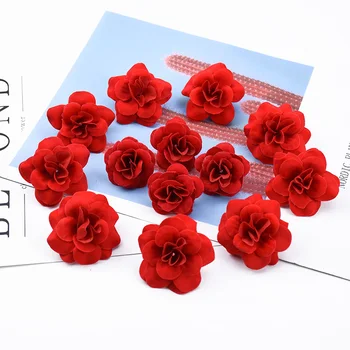 20 Db Piros Rózsa Mesterséges Virágokat, Lakberendezési Kiegészítők, Esküvői Albumkészítés Candy Doboz Bross Diy Ajándék Lány Fejdísz