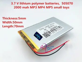 2000mAh 505070 3.7 V-os lítium-polimer akkumulátor mobil játék GPS tanári gép