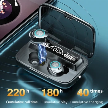2000mAh LED Kék tooth5.0 Vezeték nélküli Fülhallgató Fejhallgató Fülhallgató TWS Touch Control Sport Fülhallgató Noise Cancel Fülhallgató Fejhallgató