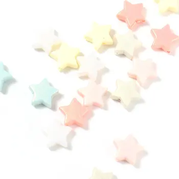 200PCs Többszínű Pearlized Laza Gyöngyök Galaxy Star Gyanta Távtartó Gyöngyök Kézzel készített Karkötő Nyaklánc DIY Nők Ékszer Készítés