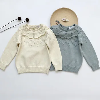 2020-as őszi / téli női vastag tű pulóver gyermek pick-up lotus galléros pulóver