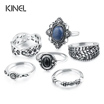 2020 Divat Midi Gyűrűk Női Ezüst Színű Vegyes Méret 6db/Szett Csülök Vintage Gyűrű, Ékszerek, Nagykereskedelmi