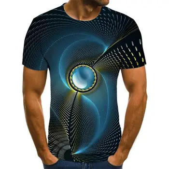 2020-ra az új háromdimenziós forgó férfi póló nyári divat rövid ujjú 3D kerek nyakú felsők vizuális három-dimenziós póló