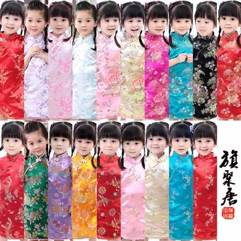 2021 Lányok Virágos Baba Qipao Lány Ruhák Gyerek Kínai Stílus, Chi-pao Cheongsam újévi Ajándék a Gyermekek Ruháit