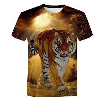 2021 Nyáron Új Trend T-Shirt 3D Nyomtatás Tigris Fiú/Lány Kényelmes Poliészter Lélegző Kerek Nyakú, Rövid Ujjú Felső 4T-14T