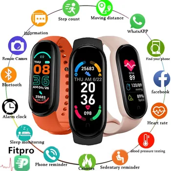 2021 Új M6-Os Intelligens Karóra Férfi Női Fitness Sport Okos Zenekar Fitpro Verzió Bluetooth Zene Pulzusszám Képeket Smartwatch