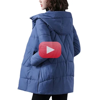 2021 Új Női Téli Kabát, Hosszú Meleg Zubbonyok Női Sűrűsödik Kabát, Pamut, Bélelt, Kapucnis Parka Kabát Outwear Plus Size 4XL