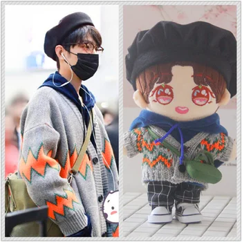 20cm babák nincs felügyelet, nincs szabvány Wang Xiao Zhan Csillag Repülőtéri Alkalmi ruha pulóver hátizsák kalap, nadrág ugyanazt a ruhát Karakter rajongó ajándékok