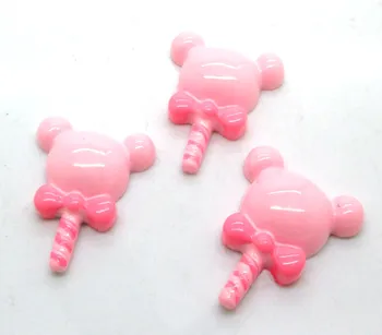 20db Gyanta Rózsaszín Lollipop Dekoráció, Kézműves Flatback Cabochon Scrapbooking Illik a Haj Klipek Díszítmények Gyöngyök Diy