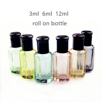 20db/sok 3ml 6ml 12ml Üres Poharat Roll Üveg Illóolajok Roller Üveg Újratölthető Parfüm Fekete Fedél