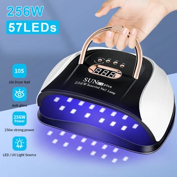 256W LED Köröm Szárító Lámpa Szárítás Körmök 4 Időzítő 57 UV lámpa Gyógyító Összes Gél lengyel Manikűr Automatikus Érzékelő Köröm Berendezések