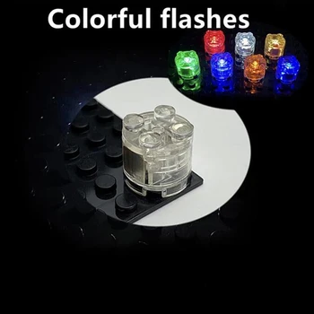2DB DIY Játékok Fény Tégla Világító Lámpa Tartozékok Kerek Led A Flash Világító Épület-Blokk, Színes Színes LED Világítás