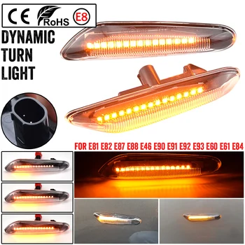 2db LED lámpa Lámpák Oldalsó Oldalsó Helyzetjelző Lámpa BMW E60 E91 E90 E92 E93 E61 E46 E82 E87 E88 Dinamikus Áramló LED Izzó