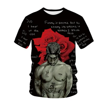 2Pac T-shirt Rapper Csillag Tupac 3D Nyomtatás Streetwear Férfiak Nők Alkalmi O-Nyakú Póló Rap Énekes, Hip Hop Zene Tshirt Maximum