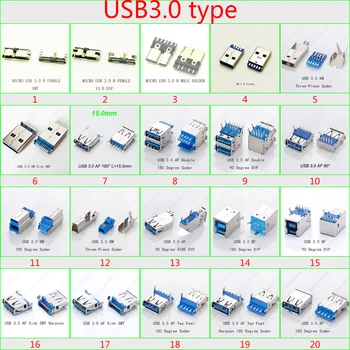 2pieces USB 3.0 Csatlakozó Micro USB, jack Kettős Töltő aljzat nagysebességű Adatátvitel laptop U Lemez Nyomtató