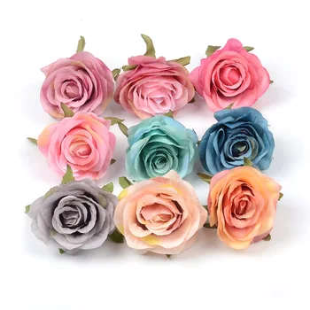 30db 8cm Mesterséges Selyem Rózsa Virág Fejét Esküvői lakberendezési DIY Scrapbooking Kézzel készített Kézműves Kiegészítők Hamis virágok