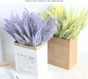 36CM művirágok Özönlöttek Műanyag Levendula Hamis Növények Esküvői Kantár Csokor Beltéri Kültéri Haza Konyha Irodai Asztal