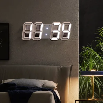3D LED Digitális Ébresztőóra Falra Idő dátum hőmérséklet Átszámítási Elektronikus Kijelző Skandináv lakberendezés Nappali