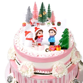3D-s Karakterek Boldog Karácsonyt Torta Toplisták Fiú lány Gyanta Karácsonyi Party Topper torta desszert a gyerekeknek, születésnapi Karácsonyi torta, ajándékok