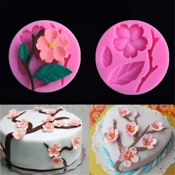 3D-s Élelmiszer-minőségű Peach Blossom Szilikon Penész Csokoládé Öntőforma Fondant Formákat a Torta Díszítő Eszköz Sütés Tartozékok Torta Eszközök