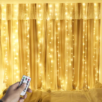 3x1/3x2/3x3M LED String Tündér Fény Távoli Jégcsap Függöny Garland Fények Karácsonyra Új Évet Otthon Hálószoba Ablak, Beltéri Dekoráció