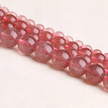 4-10mm Kerek Rózsaszín Cseresznye Kvarc Gyöngyök Természetes Drágakő Ékszerek, Gyöngyök, Hogy gyöngyökkel 15