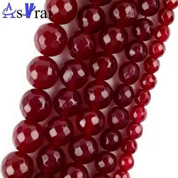 4 6 8 10 12 mm Csiszolt Természetes Rubine rubint Chalcedony Kő, Gyöngy Ékszerek Készítése Kör Laza Távtartó Gyöngyök DIY Karkötő