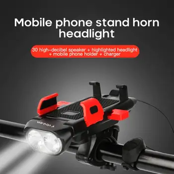 4 Az 1-ben Kerékpár Lámpa LED USB Töltés Horn Mobiltelefon tartó Hatalom Bank Lámpa Kerékpár Lámpa Fényszóró Kerékpár Kiegészítők