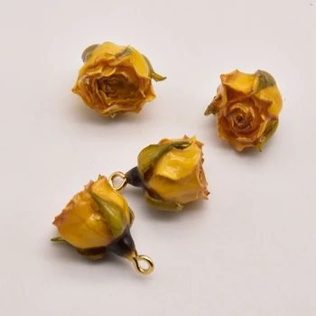 4 Db/Sok 19mm*13mm Természetes Sárga Rózsa Igazi Virág Ragasztó Virág Alakú Tartozékok Kézzel készített Ömlesztett termékek Nagykereskedelmi Sok JA0346