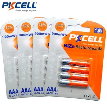 4Pack/16Pcs PKCELL 1.6 V-os AAA Elem 900mWh Ni-Zn AAA Újratölthető Akkumulátor Volta Baterias