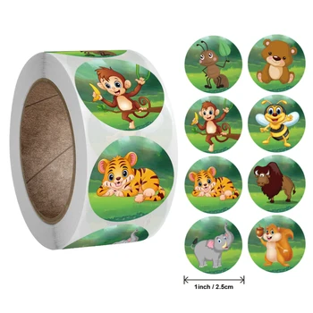 50-500pcs állatkerti Állatok rajzfilm Matrica gyerekeknek klasszikus játékok matrica iskolai tanár jutalom matrica 1 inch minta tigris
