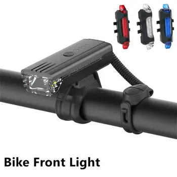500 Lumen Kerékpár Lámpa Első 1200mA USB LED Újratölthető Kerékpár Világítás Szett Hegy Ciklus Első Hátsó Fényszóró Lámpa Zseblámpa