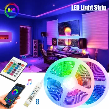 5050 LED Szalag Lámpa lakberendezési Dióda Szalag Bluetooth Távirányító Rugalmas Húr RGB Lámpa Lakossági Csomag USB-világítás