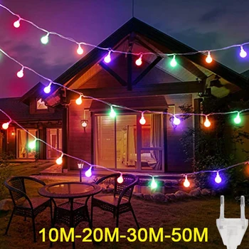 50M 30M 20M 10M 6M Garland LED Labdát String Fény Karácsonyi Izzó Tündér String Dekoratív Lámpák Haza Esküvő Party Dekoráció