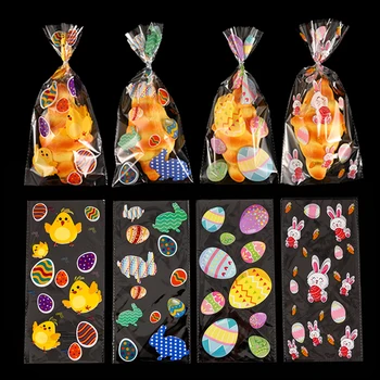50pcs Húsvéti Édességet a Cookie-k Táskák Aranyos Nyuszi Boldog Húsvéti Élelmiszer-Csomagolás Ajándék DIY Műanyag Zacskók Húsvéti Party Dekoráció