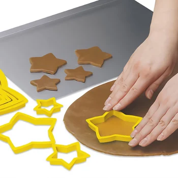 6db/Set karácsonyfa Cookie Cutter Penész Xmas Műanyag DIY 3D New Year Keksz Mézeskalács Penész Készítő Bélyegző Sütés Eszköz 2022